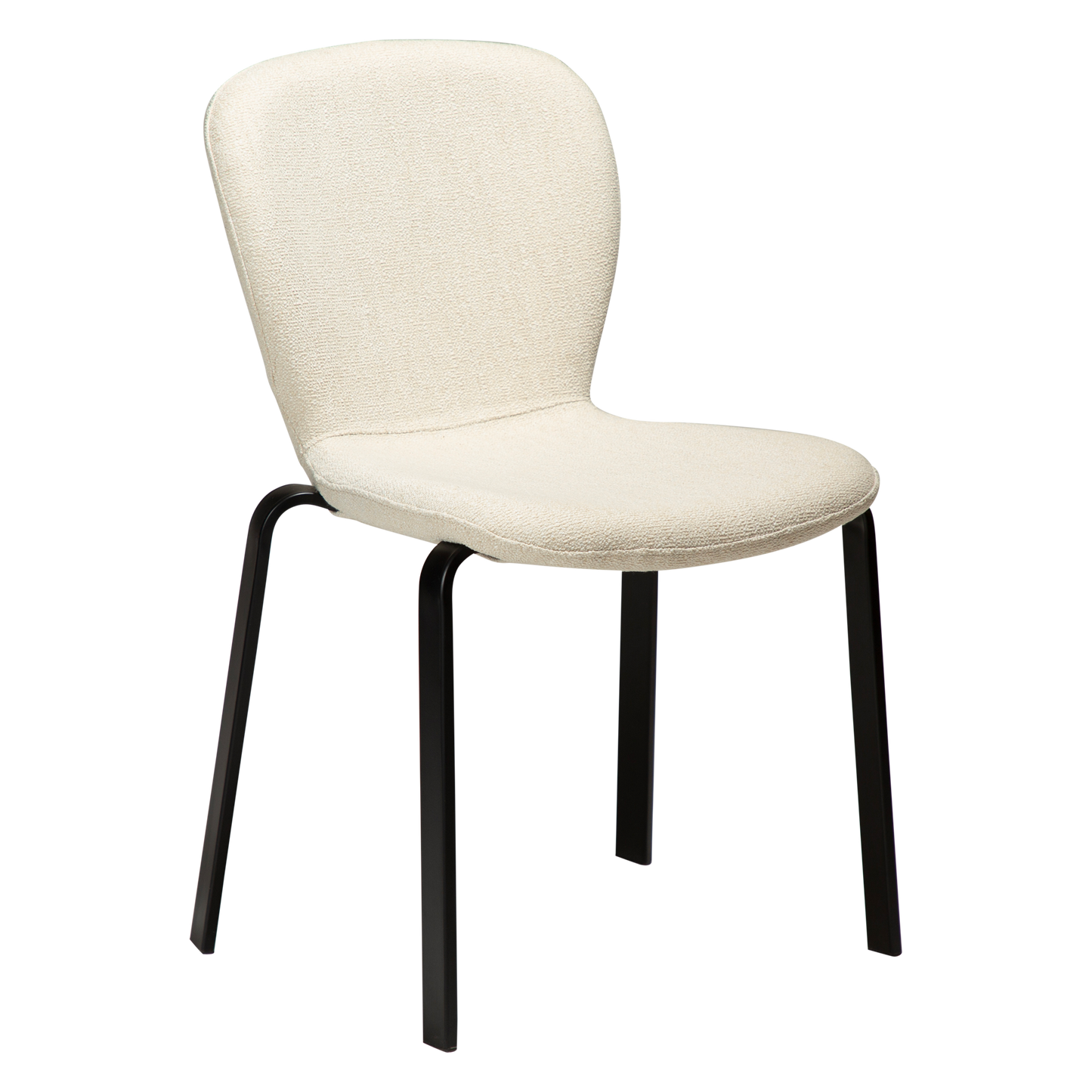 [var:Bezug=HEAP-Stuhl, einfacher beiger Bouclé-Stoff mit schwarzen Beinen] HEAP Stuhl