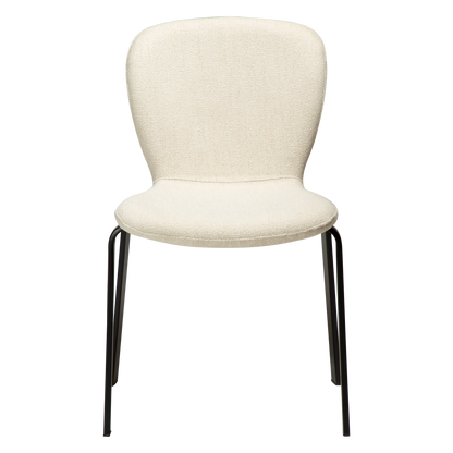 [var:Bezug=HEAP-Stuhl, einfacher beiger Bouclé-Stoff mit schwarzen Beinen] HEAP Stuhl