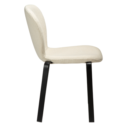 [var:Bezug=HEAP-Stuhl, einfacher beiger Bouclé-Stoff mit schwarzen Beinen] HEAP Stuhl