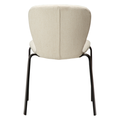 [var:Bezug=HEAP-Stuhl, einfacher beiger Bouclé-Stoff mit schwarzen Beinen] HEAP Stuhl