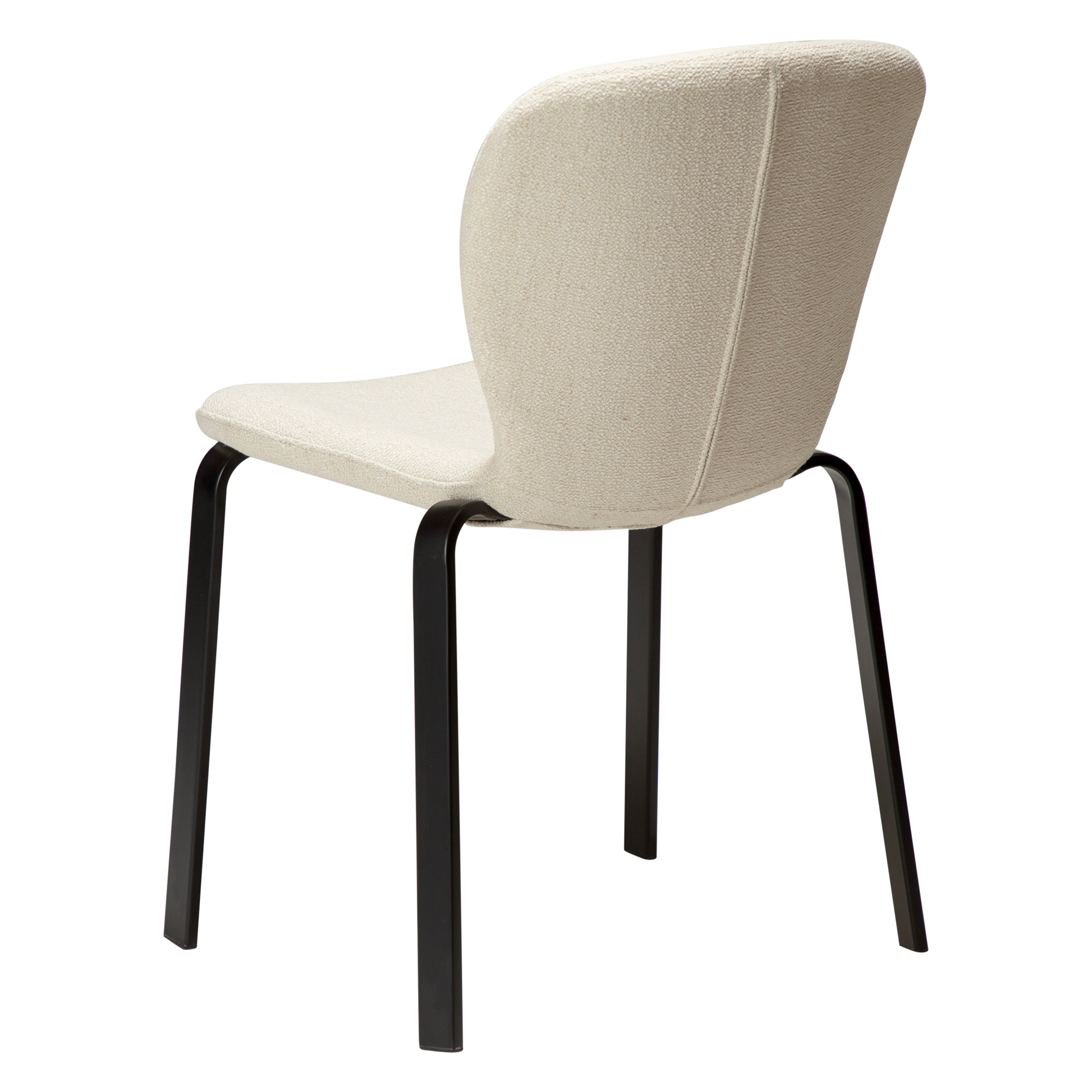 [var:Bezug=HEAP-Stuhl, einfacher beiger Bouclé-Stoff mit schwarzen Beinen] HEAP Stuhl