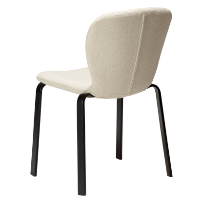 [var:Bezug=HEAP-Stuhl, einfacher beiger Bouclé-Stoff mit schwarzen Beinen] HEAP Stuhl