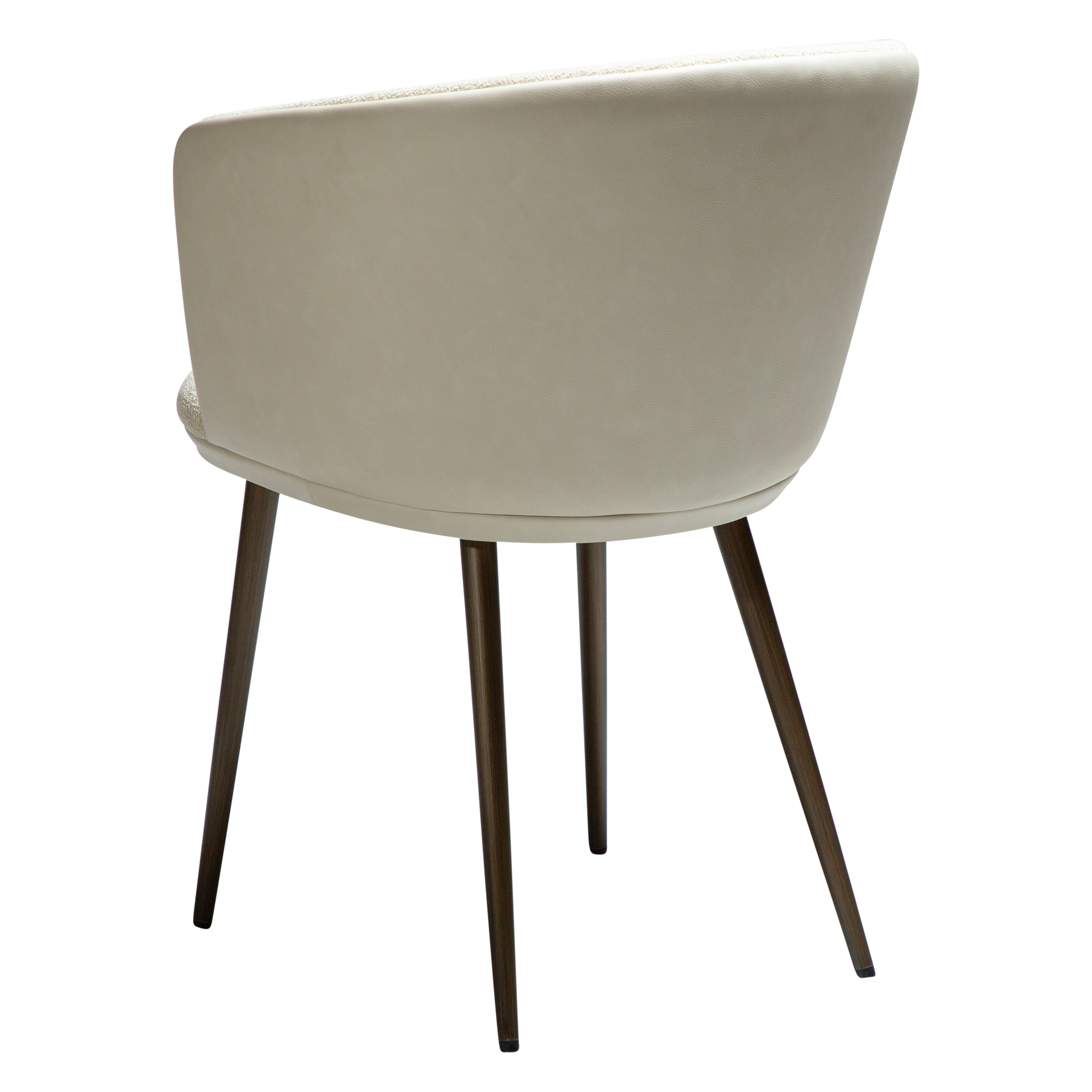 [var:Bezug=Frosted Almond Bouclé-Gewebe mit Schimmer und Kunstleder & antiken Messingmetallbeinen] HEY Sessel