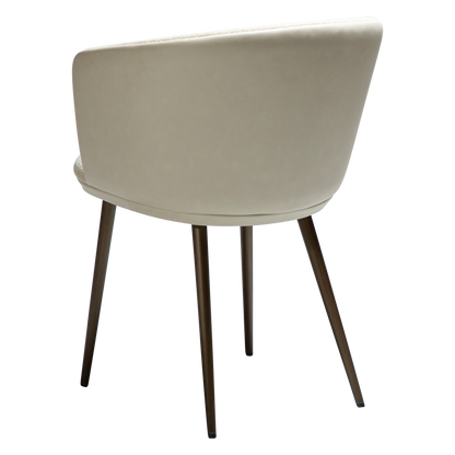 [var:Bezug=Frosted Almond Bouclé-Gewebe mit Schimmer und Kunstleder & antiken Messingmetallbeinen] HEY Sessel