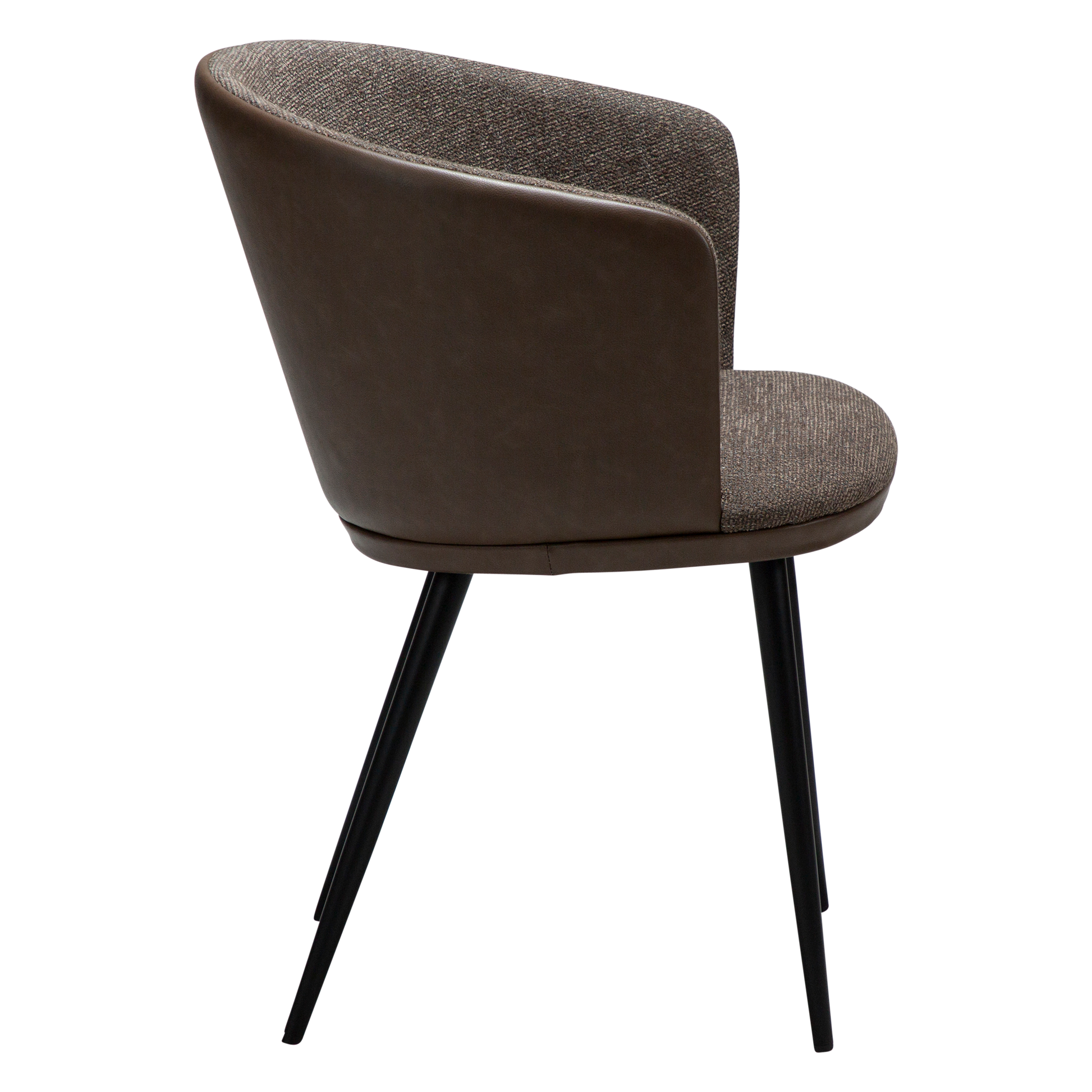 [var:Bezug=Hauptsächlich braunes Bouclé-Gewebe und Kunstleder mit schwarzen Metallbeinen] HEY Sessel