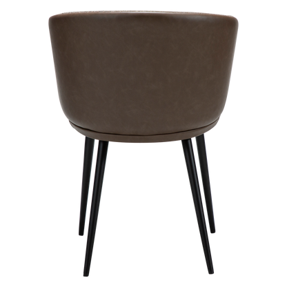 [var:Bezug=Hauptsächlich braunes Bouclé-Gewebe und Kunstleder mit schwarzen Metallbeinen] HEY Sessel