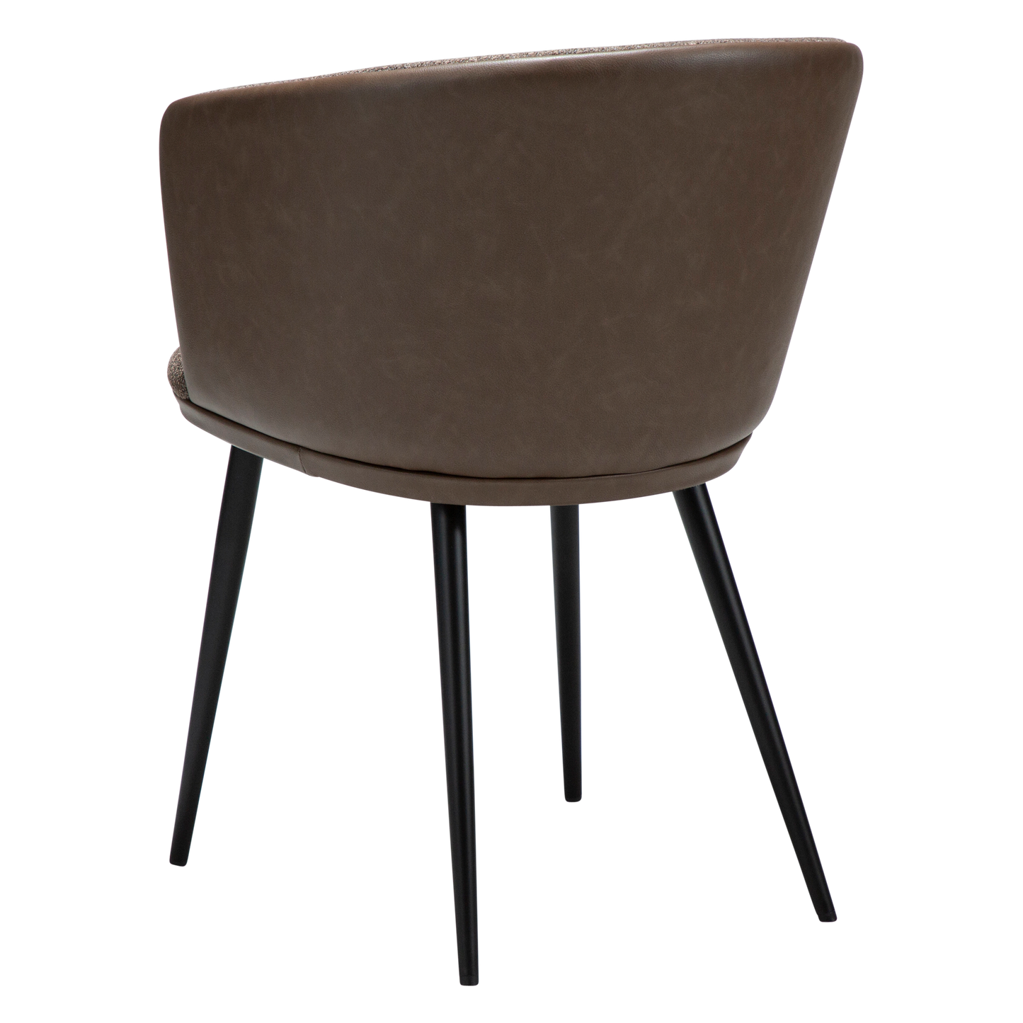 [var:Bezug=Hauptsächlich braunes Bouclé-Gewebe und Kunstleder mit schwarzen Metallbeinen] HEY Sessel