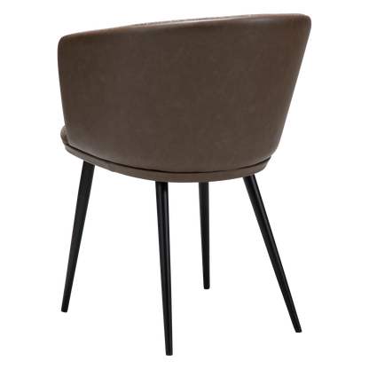[var:Bezug=Hauptsächlich braunes Bouclé-Gewebe und Kunstleder mit schwarzen Metallbeinen] HEY Sessel