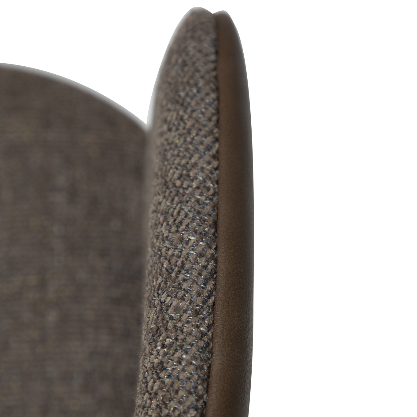 [var:Bezug=Hauptsächlich braunes Bouclé-Gewebe und Kunstleder mit schwarzen Metallbeinen] HEY Sessel