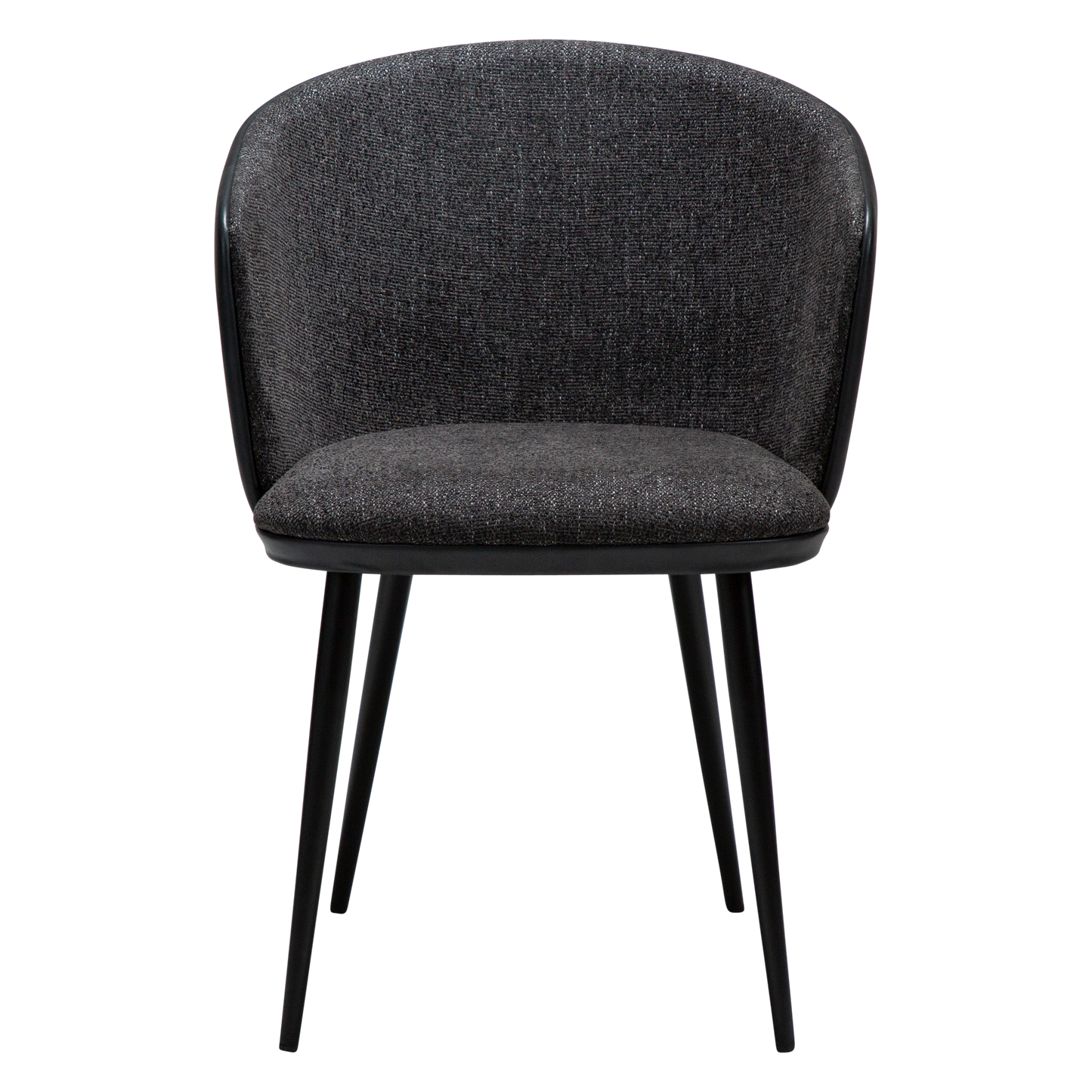 [var:Bezug=Raben-schwarzer Bouclé-Stoff und Kunstleder mit schwarzen Metallbeinen] HEY Sessel