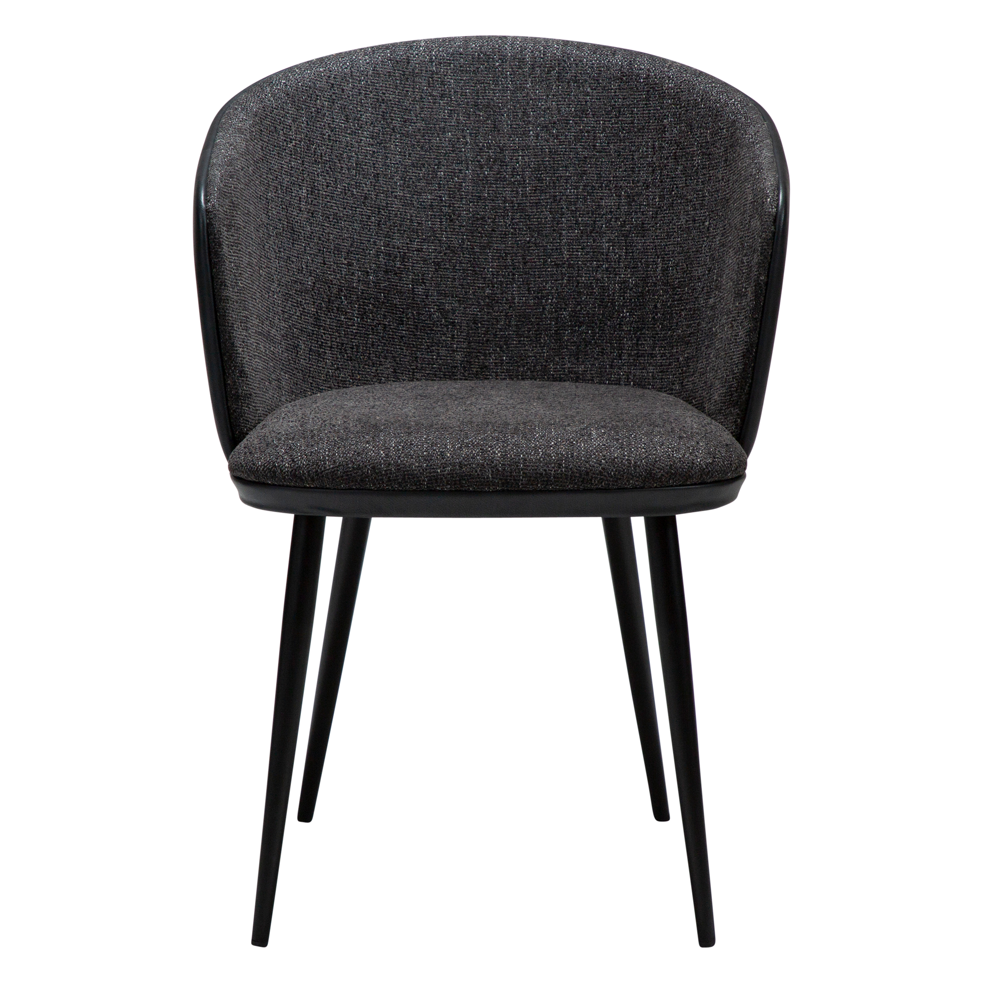 [var:Bezug=Raben-schwarzer Bouclé-Stoff und Kunstleder mit schwarzen Metallbeinen] HEY Sessel