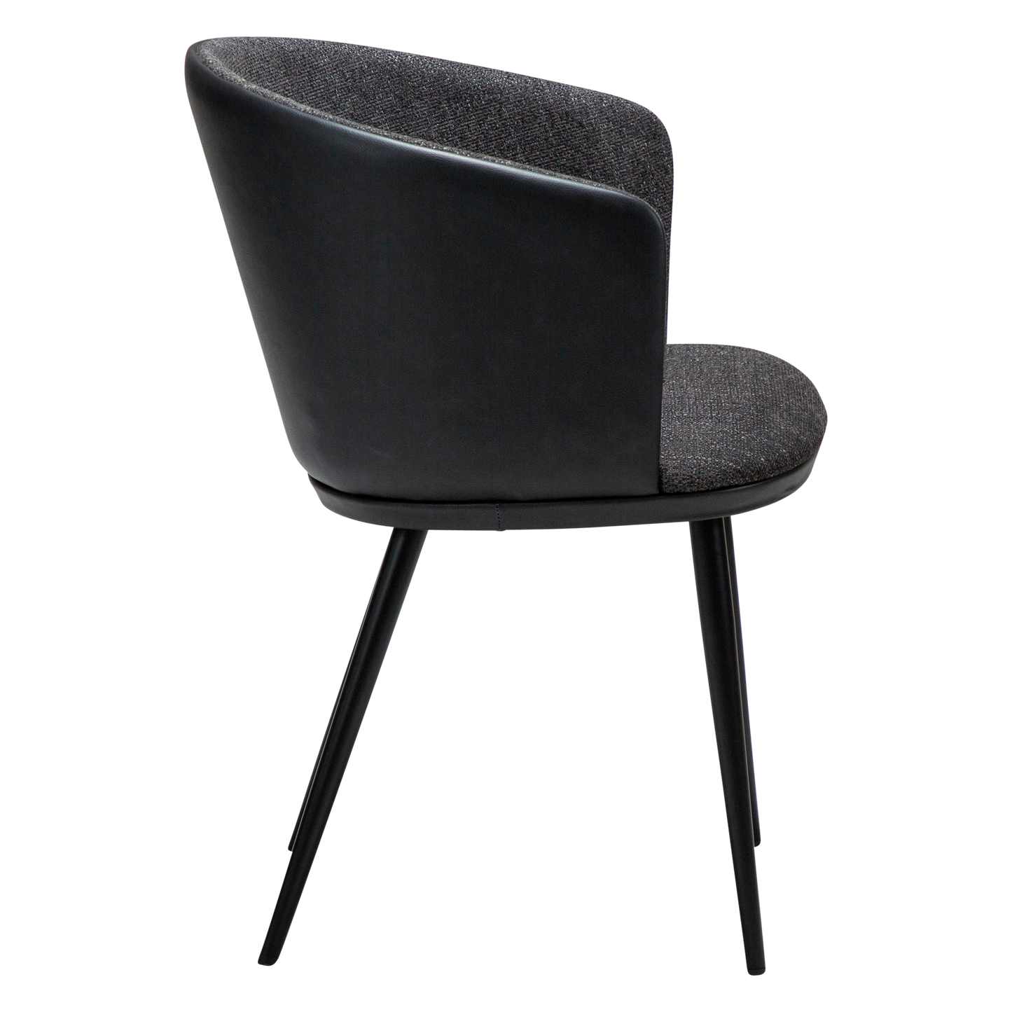 [var:Bezug=Raben-schwarzer Bouclé-Stoff und Kunstleder mit schwarzen Metallbeinen] HEY Sessel