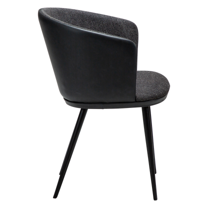 [var:Bezug=Raben-schwarzer Bouclé-Stoff und Kunstleder mit schwarzen Metallbeinen] HEY Sessel