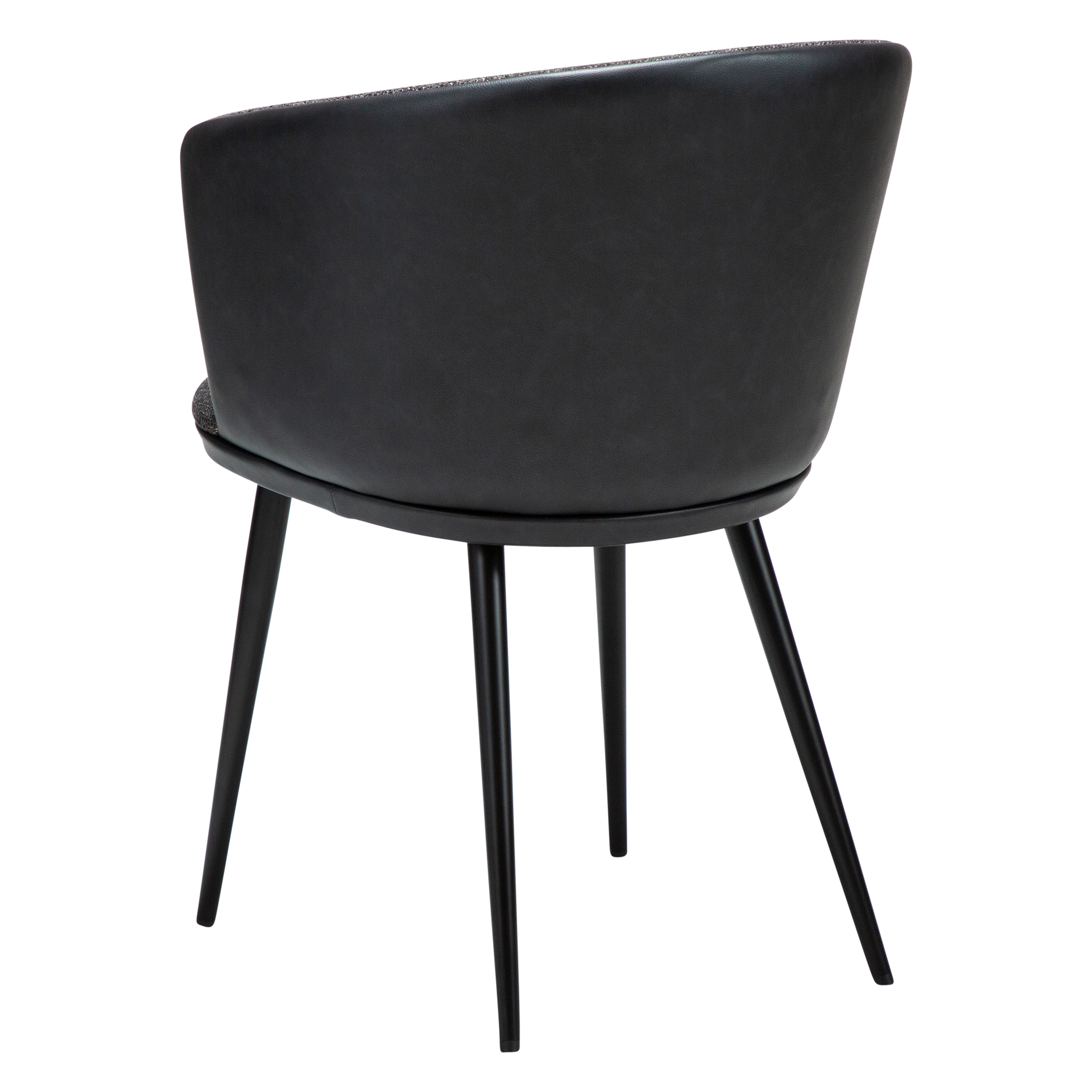 [var:Bezug=Raben-schwarzer Bouclé-Stoff und Kunstleder mit schwarzen Metallbeinen] HEY Sessel