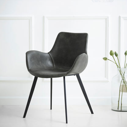 [var:Bezug=Vintage hellbraunes Kunstleder mit schwarzen Beinen] HYPE Sessel