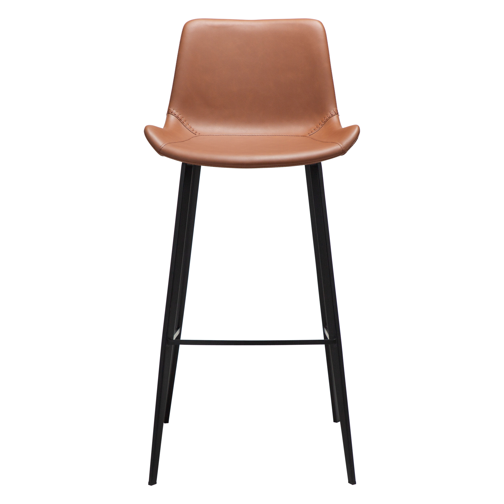 [var:Bezug=Kognak Kunstleder mit schwarzen Metallbeinen] HYPE Barhocker