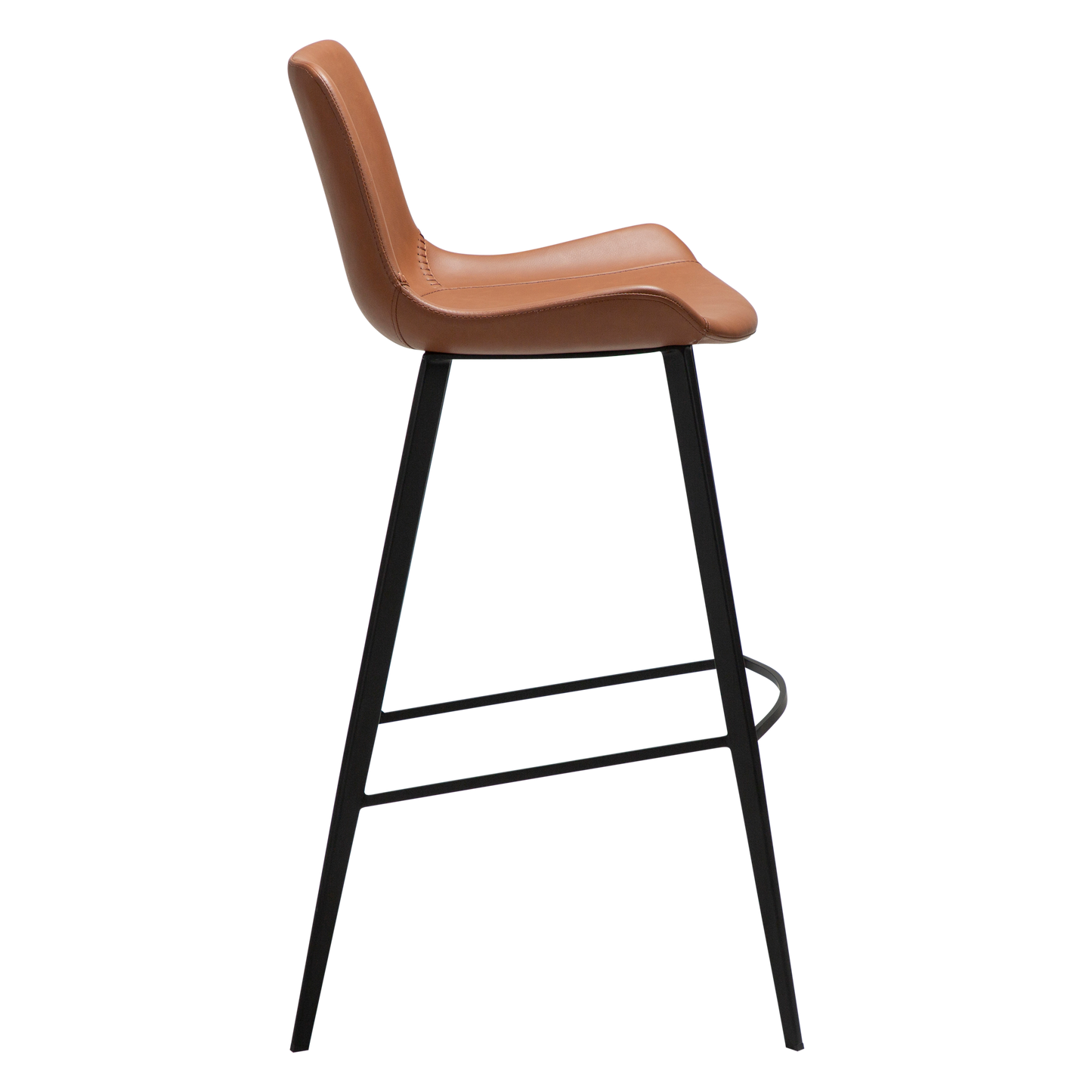 [var:Bezug=Kognak Kunstleder mit schwarzen Metallbeinen] HYPE Barhocker