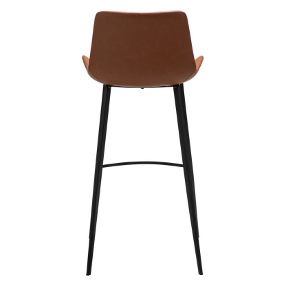 [var:Bezug=Kognak Kunstleder mit schwarzen Metallbeinen] HYPE Barhocker
