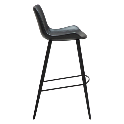[var:Bezug=Raben Schwarz Kunstleder mit schwarzen Metallbeinen] HYPE Barhocker