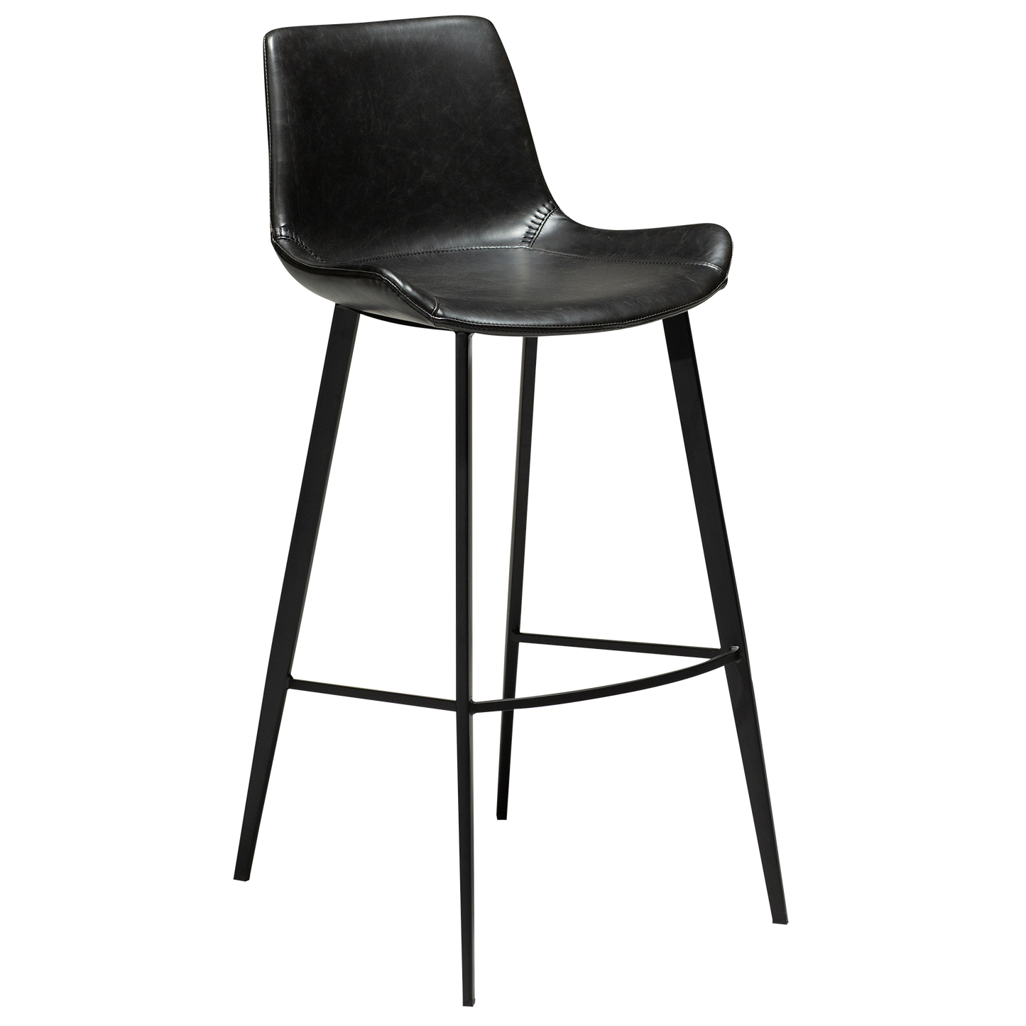 [var:Bezug=Vintage schwarzes Kunstleder mit schwarzen Beinen] HYPE Barhocker