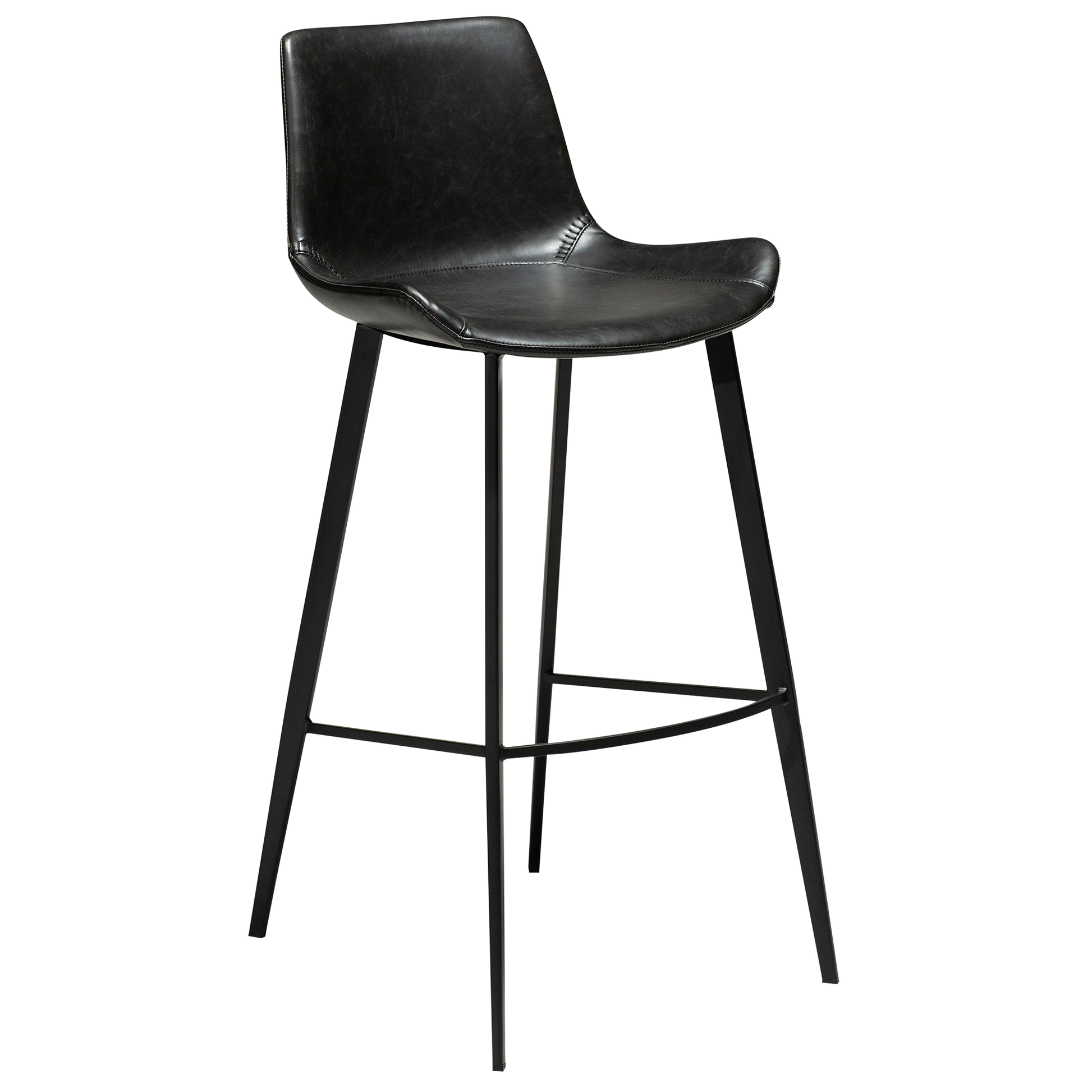[var:Bezug=Vintage schwarzes Kunstleder mit schwarzen Beinen] HYPE Barhocker