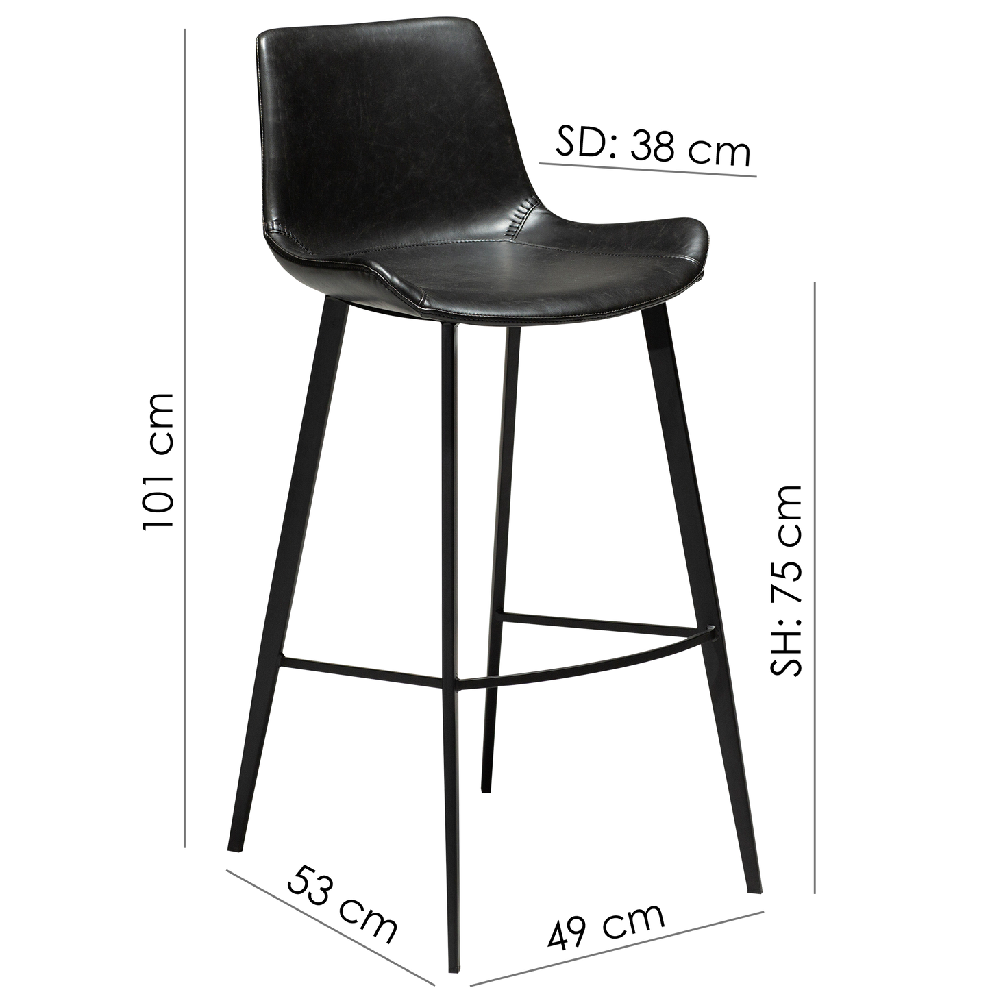 [var:Bezug=Vintage grünes Kunstleder mit schwarzen Beinen] HYPE Barhocker