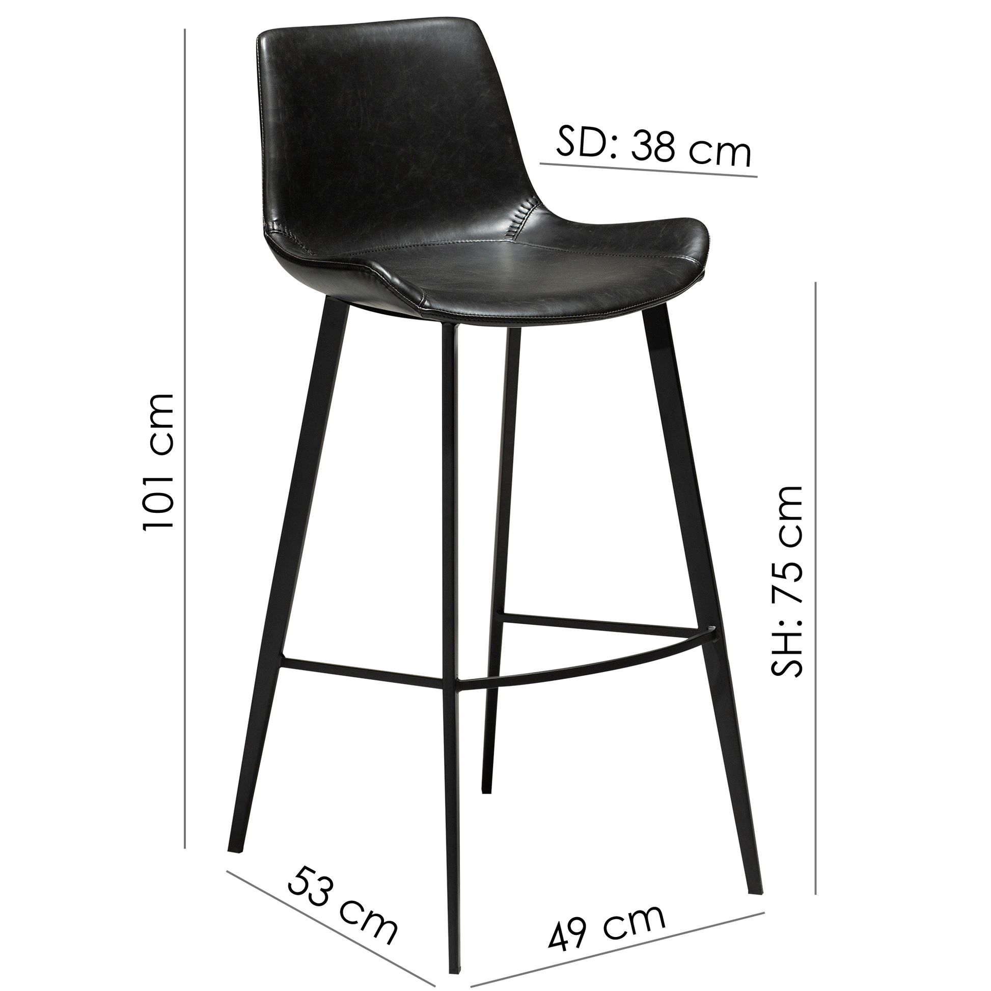 [var:Bezug=Vintage grünes Kunstleder mit schwarzen Beinen] HYPE Barhocker