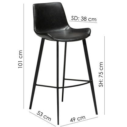 [var:Bezug=Vintage grünes Kunstleder mit schwarzen Beinen] HYPE Barhocker