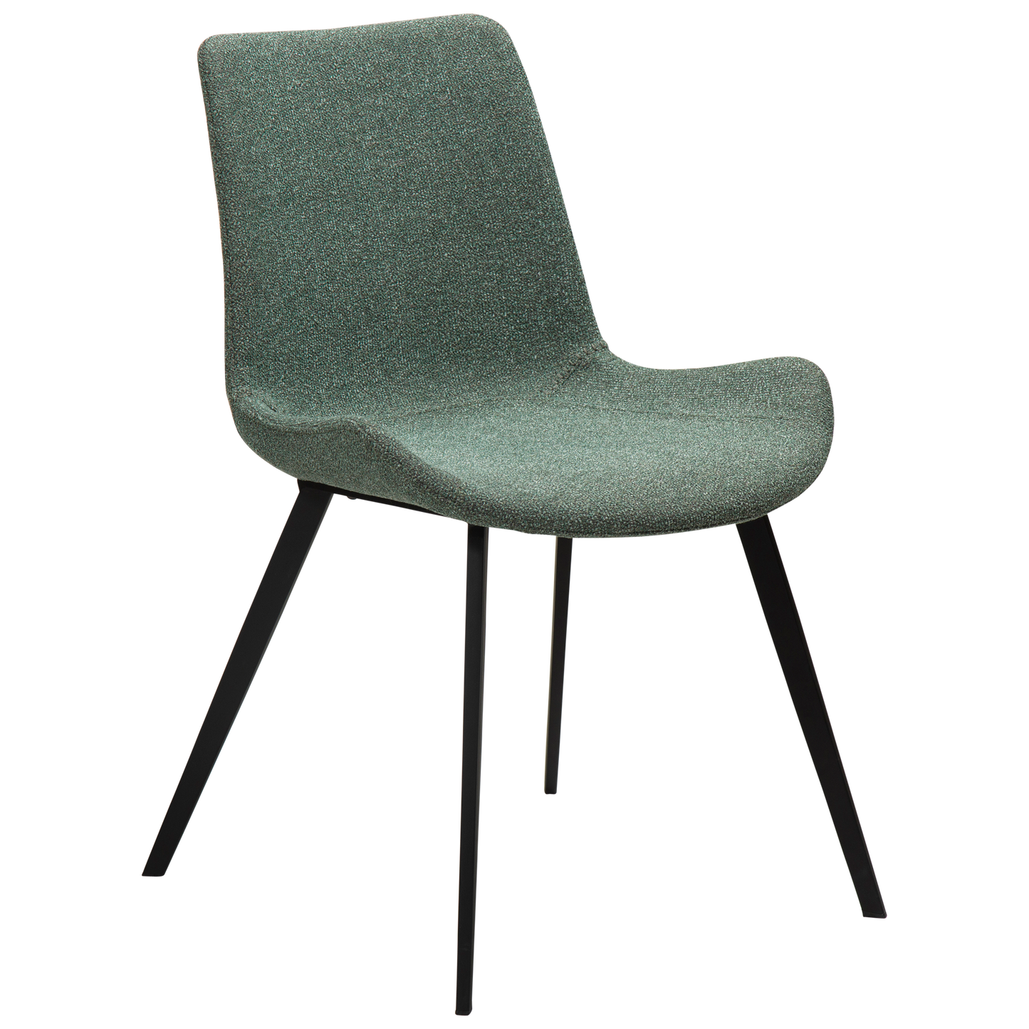 [var:Bezug=Kieselgrüner Bouclé-Stoff mit schwarzen Beinen] HYPE Stuhl