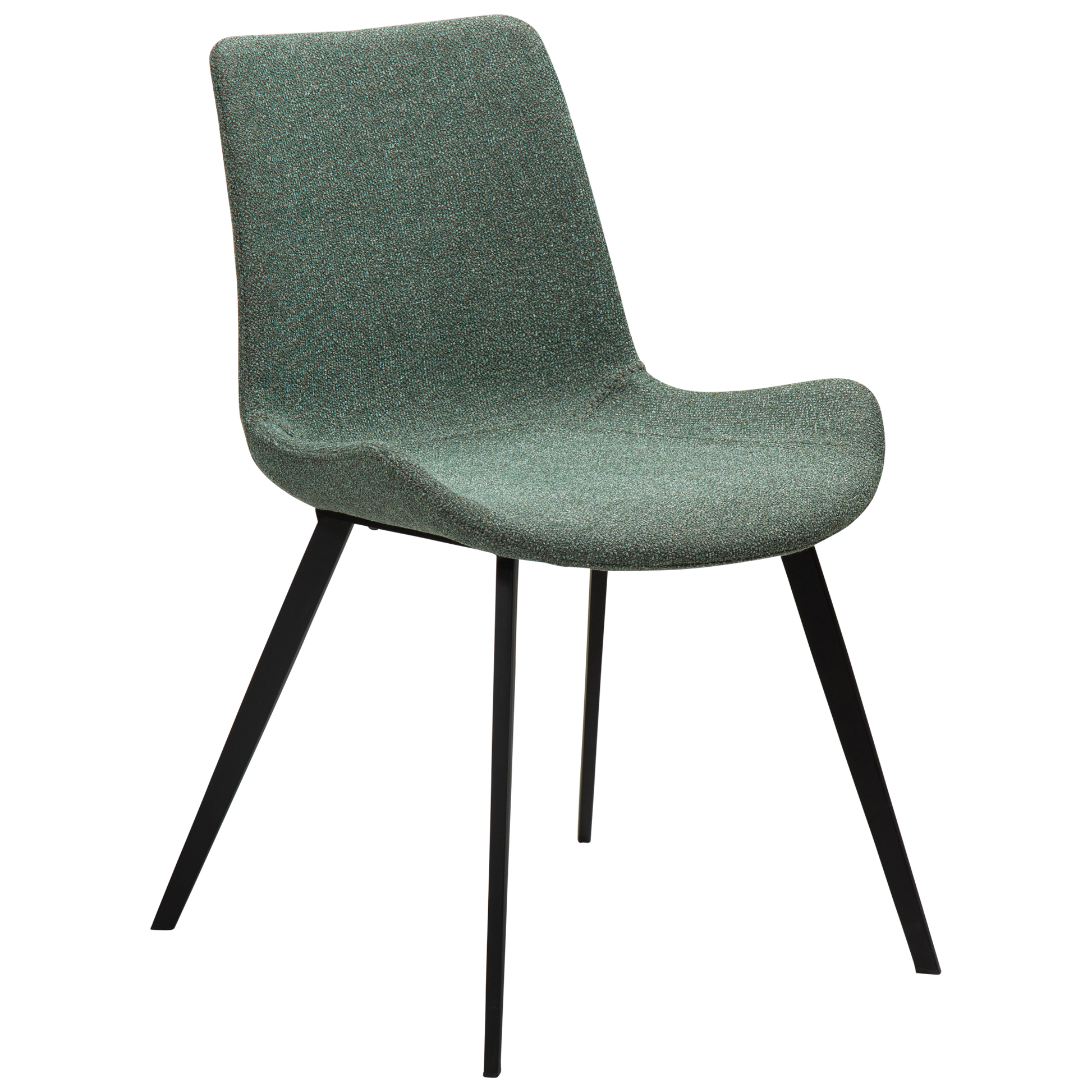 [var:Bezug=Kieselgrüner Bouclé-Stoff mit schwarzen Beinen] HYPE Stuhl