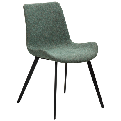 [var:Bezug=Kieselgrüner Bouclé-Stoff mit schwarzen Beinen] HYPE Stuhl