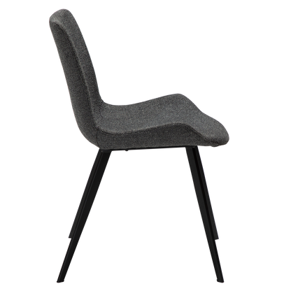 [var:Bezug=Kieselgrauer Bouclé-Stoff mit schwarzen Beinen] HYPE Stuhl