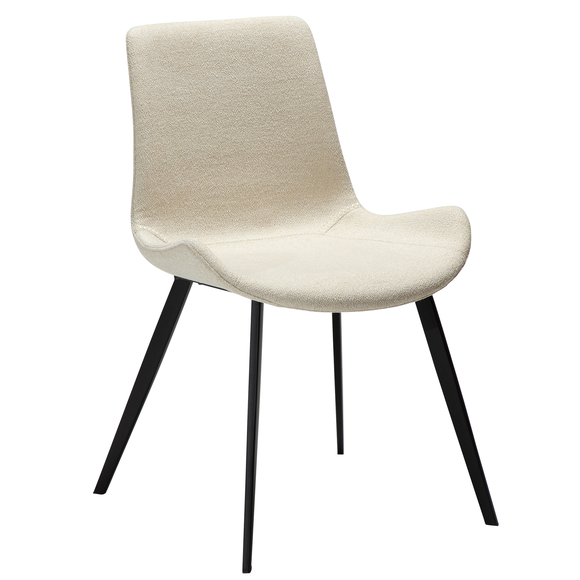 [var:Bezug=Einfach beiger Bouclé-Stoff mit schwarzen Beinen] HYPE Stuhl