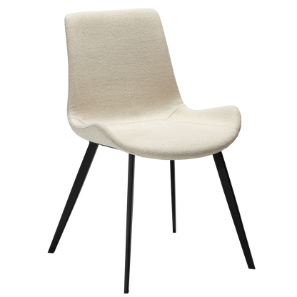 [var:Bezug=Einfach beiger Bouclé-Stoff mit schwarzen Beinen] HYPE Stuhl