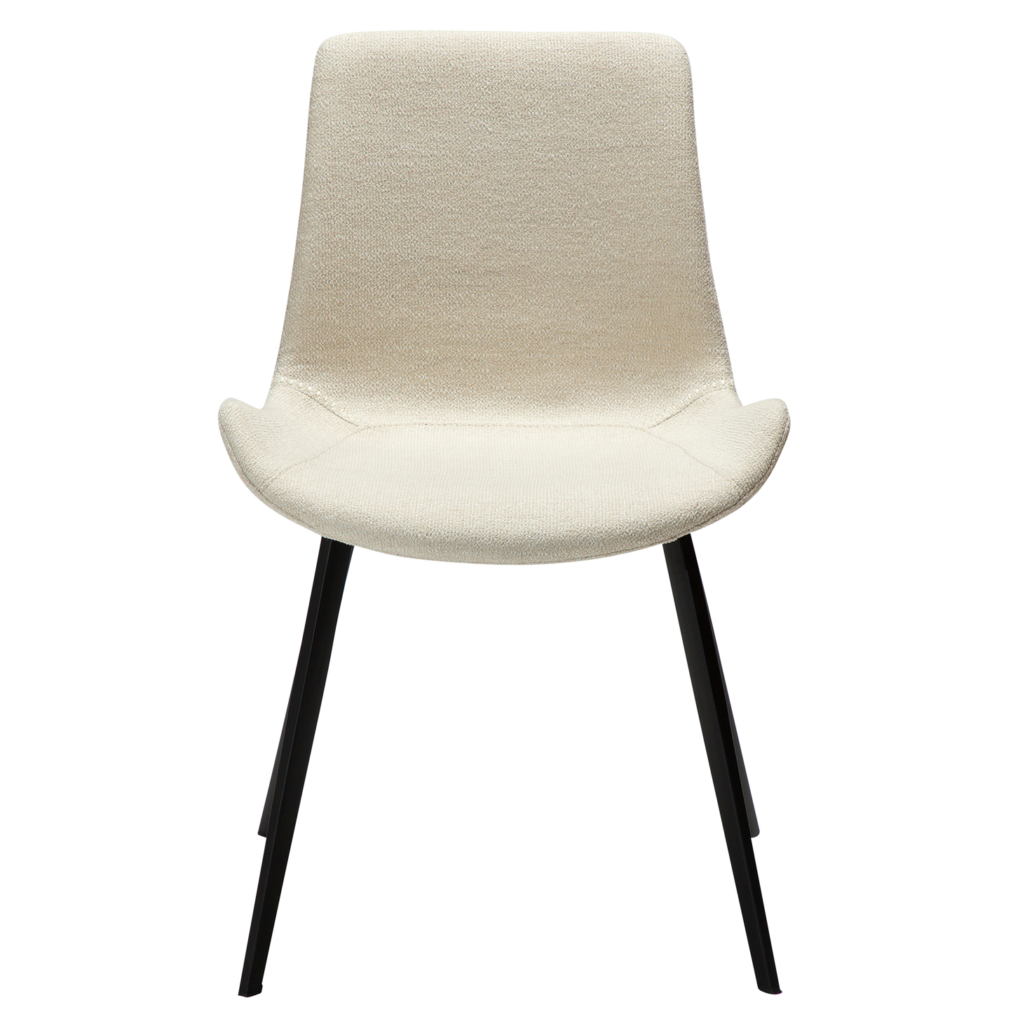 [var:Bezug=Einfach beiger Bouclé-Stoff mit schwarzen Beinen] HYPE Stuhl