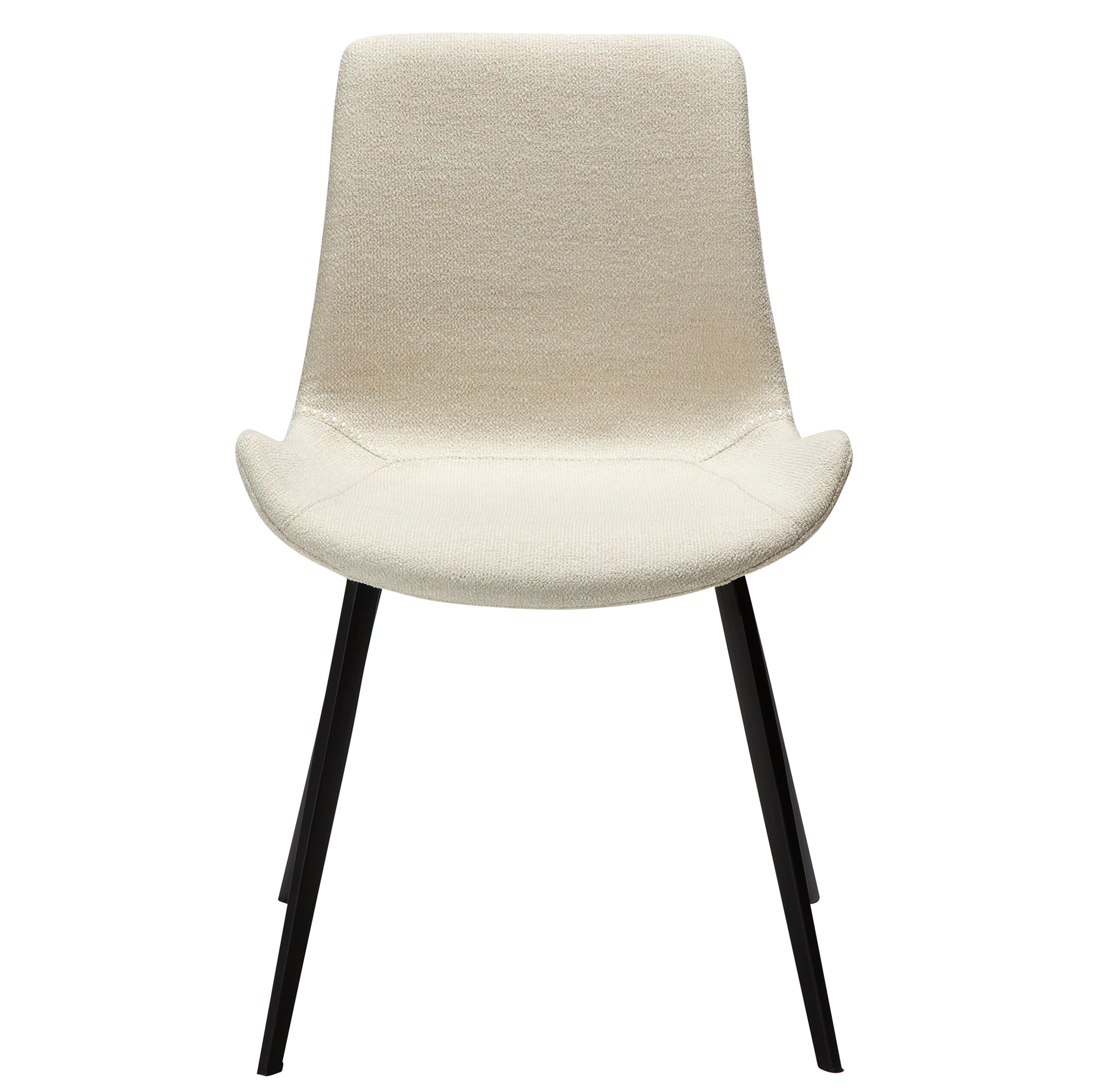 [var:Bezug=Einfach beiger Bouclé-Stoff mit schwarzen Beinen] HYPE Stuhl