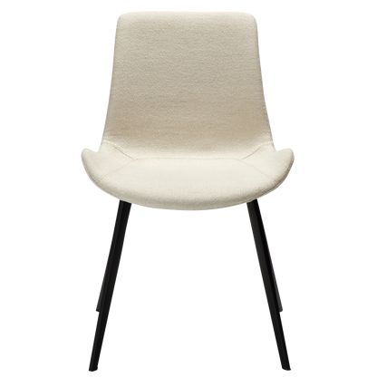 [var:Bezug=Einfach beiger Bouclé-Stoff mit schwarzen Beinen] HYPE Stuhl