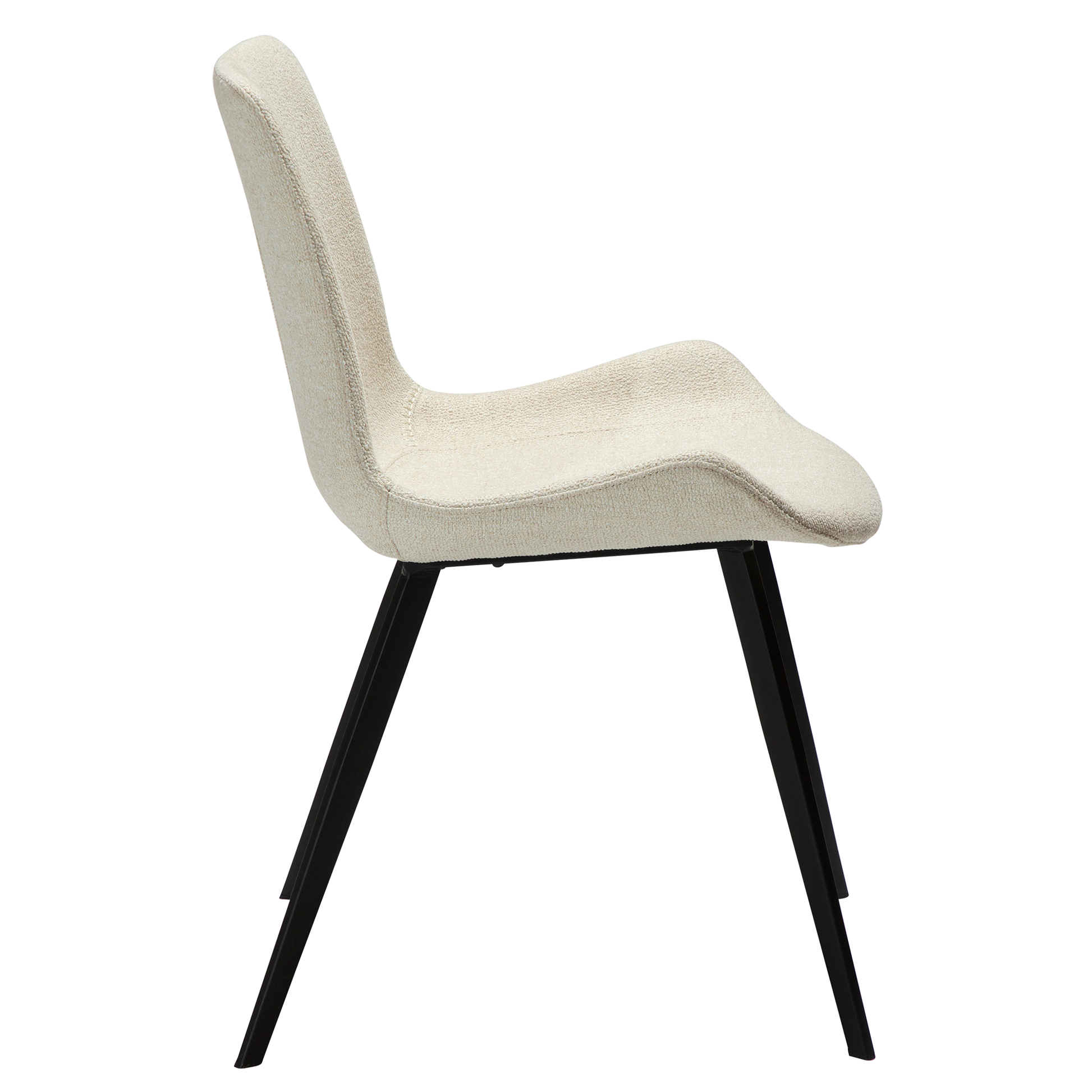 [var:Bezug=Einfach beiger Bouclé-Stoff mit schwarzen Beinen] HYPE Stuhl