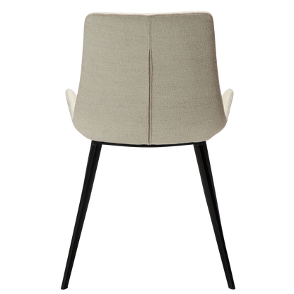 [var:Bezug=Einfach beiger Bouclé-Stoff mit schwarzen Beinen] HYPE Stuhl