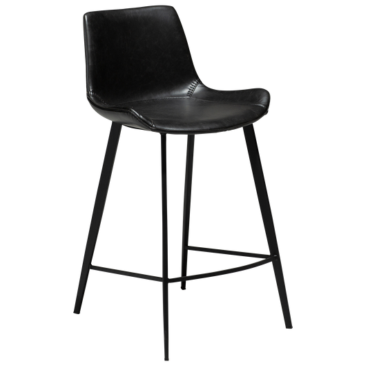 [var:Bezug=Vintage schwarzes Kunstleder mit schwarzen Beinen] HYPE Barhocker