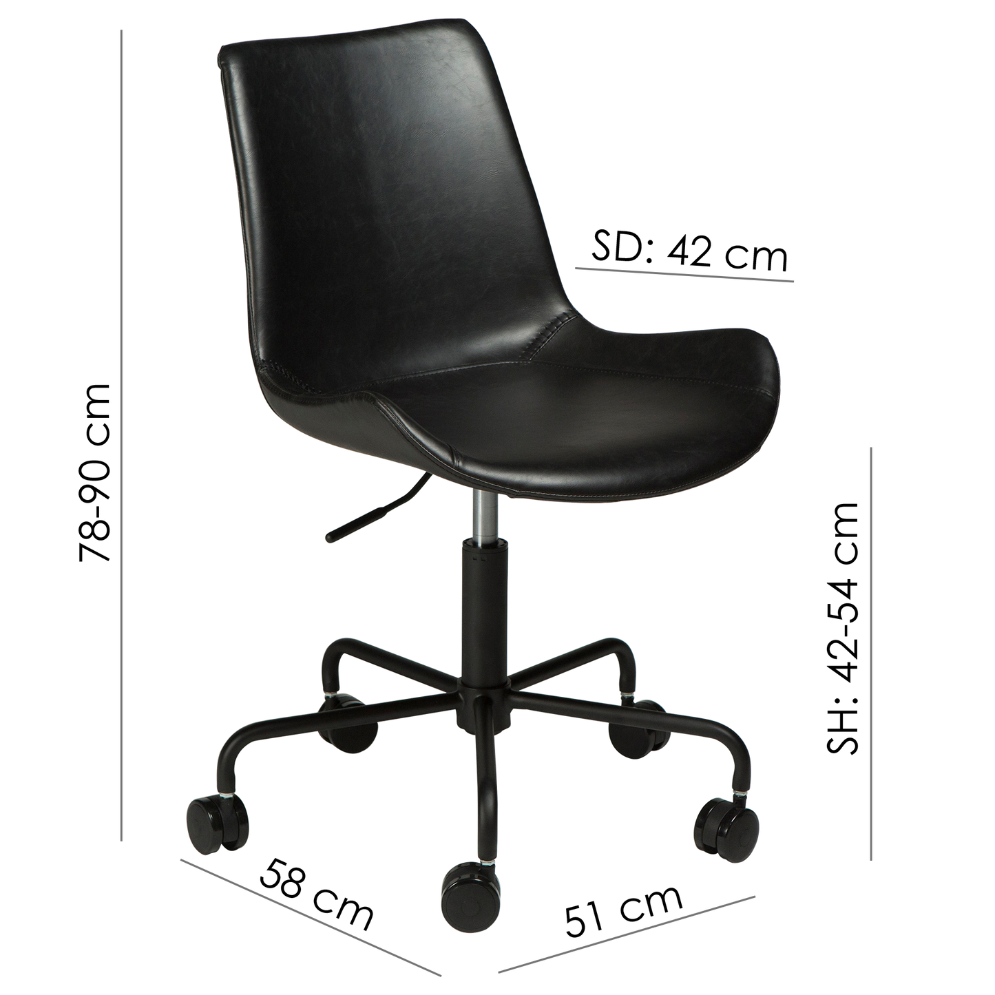 [var:Bezug=Vintage schwarzes Kunstleder mit schwarzem Sockel] HYPE Bürostuhl