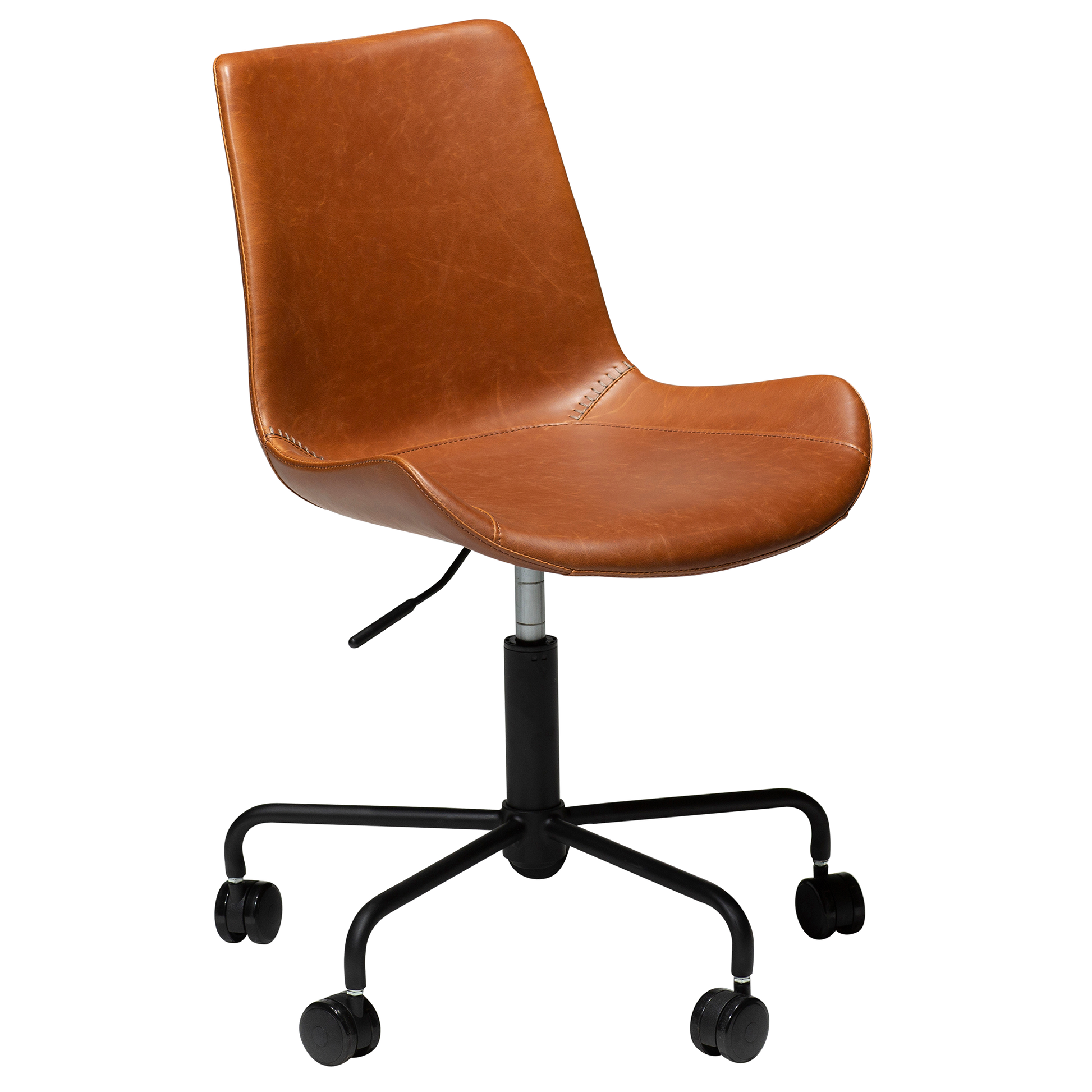 [var:Bezug=Vintage hellbraunes Kunstleder mit schwarzem Sockel] HYPE Bürostuhl