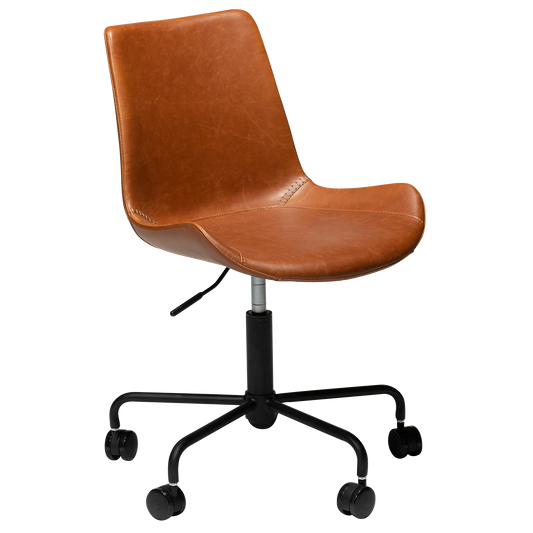 [var:Bezug=Vintage hellbraunes Kunstleder mit schwarzem Sockel] HYPE Bürostuhl