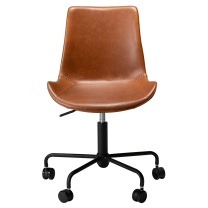 [var:Bezug=Vintage hellbraunes Kunstleder mit schwarzem Sockel] HYPE Bürostuhl