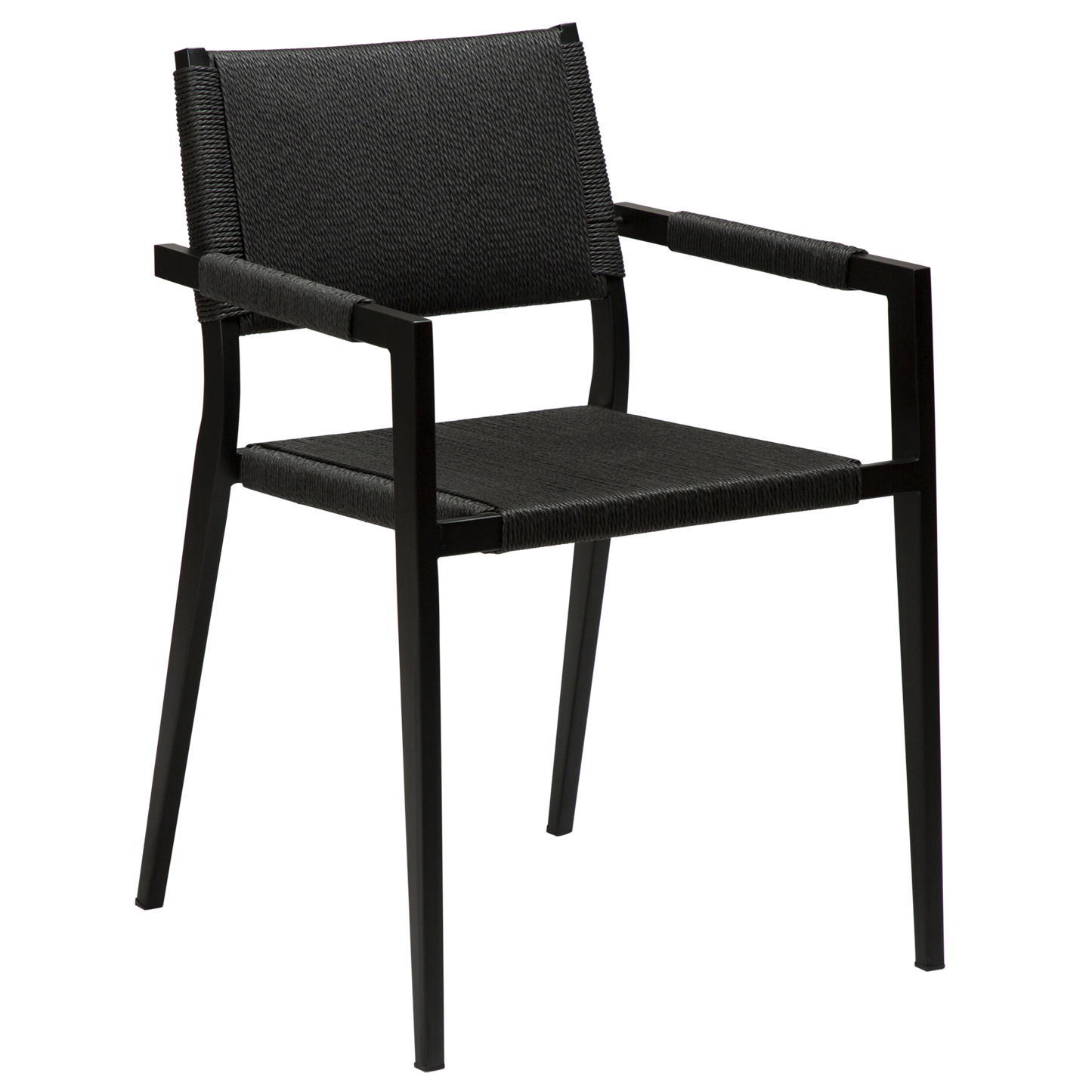 [var:Bezug=Schwarzes Papierseil mit schwarzen Metallbeinen] LOOP Sessel