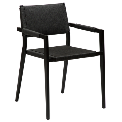 [var:Bezug=Schwarzes Papierseil mit schwarzen Metallbeinen] LOOP Sessel