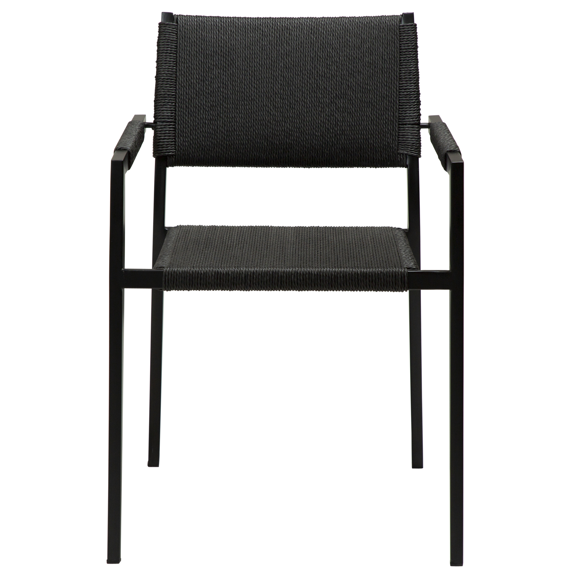 [var:Bezug=Schwarzes Papierseil mit schwarzen Metallbeinen] LOOP Sessel