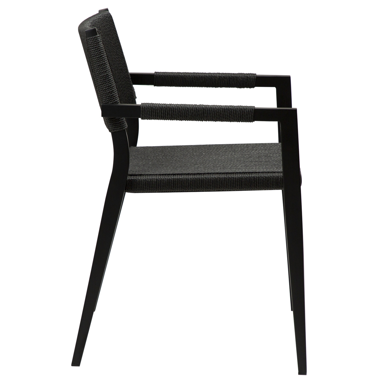 [var:Bezug=Schwarzes Papierseil mit schwarzen Metallbeinen] LOOP Sessel