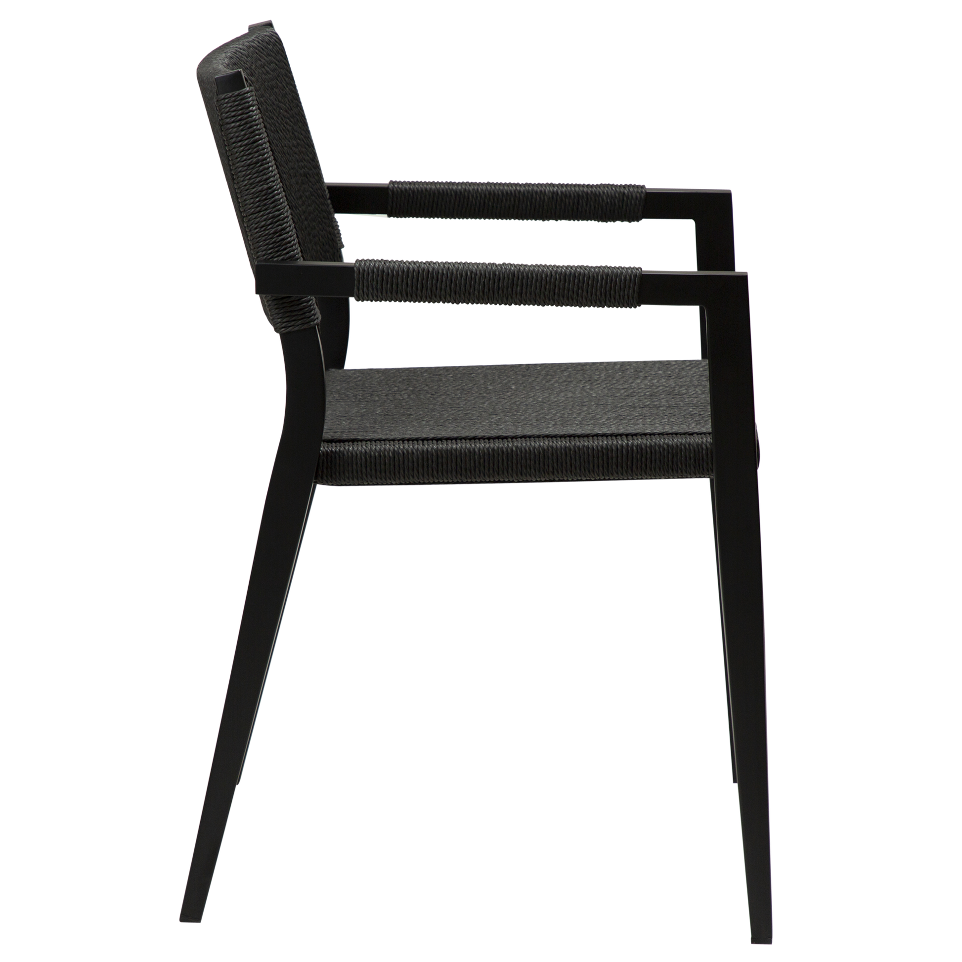 [var:Bezug=Schwarzes Papierseil mit schwarzen Metallbeinen] LOOP Sessel