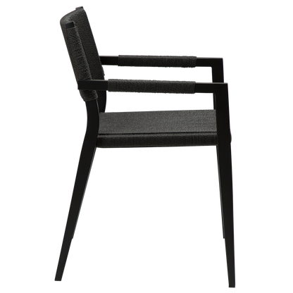 [var:Bezug=Schwarzes Papierseil mit schwarzen Metallbeinen] LOOP Sessel